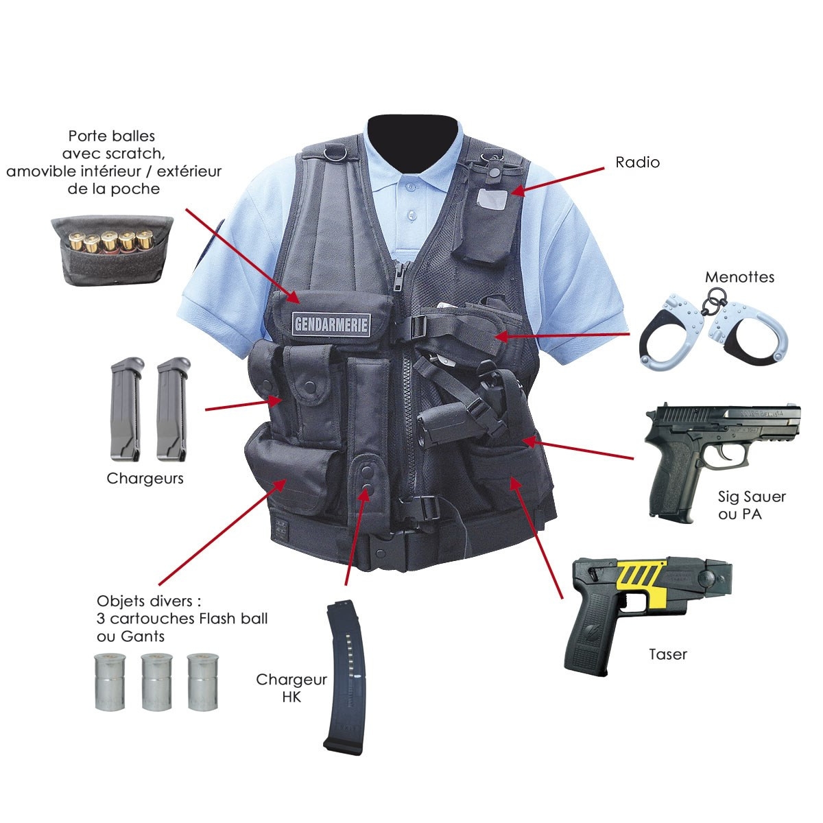 Gilet tactique d'intervention avec holster